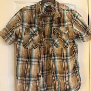 Men’s Prana Plaid Button-Down Shirt – Medium